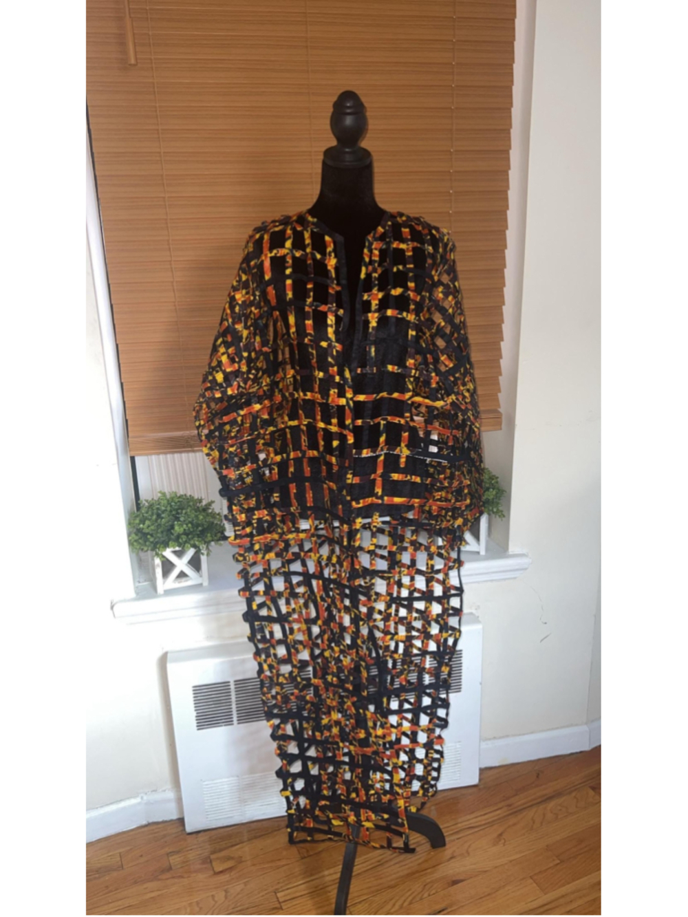 Handmade Ankara Duster Jacket African Wax Print Long Kimono One Size - Picture 6 of 11